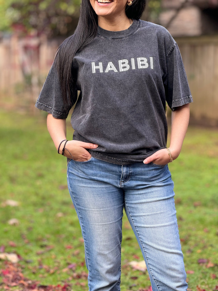 Unisex Habibi Mineral Wash Crew (Grey or Brown) – My Little Habibi