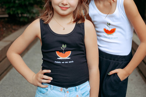 Women's Crop Watermelon Tank Top (Black and White)