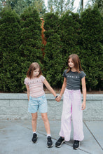 Load image into Gallery viewer, H.A.B.I.B.I (Friends print) Adult Women&#39;s Fitted Shirt (Grey and Seashell Pink)