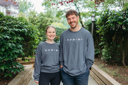 Unisex Habibi in F.R.I.E.N.D.S print Long sleeve T (Charcoal)