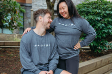 Load image into Gallery viewer, Unisex Habibi in F.R.I.E.N.D.S print Long sleeve T (Charcoal)