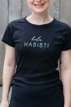 Load image into Gallery viewer, Hola Habibti Adult women&#39;s fitted t-shirt (Black)