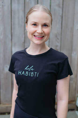Hola Habibti Adult women's fitted t-shirt (Black)