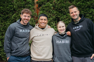 Adult Unisex Habibi in "friends" print hoodie (Beige)