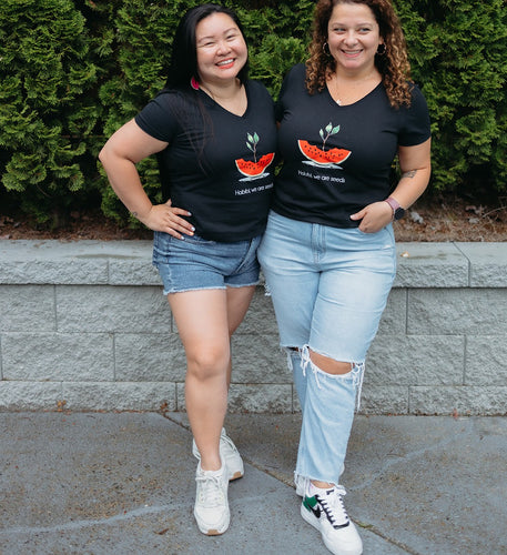 Women's V-neck Watermelon Shirt (Black)