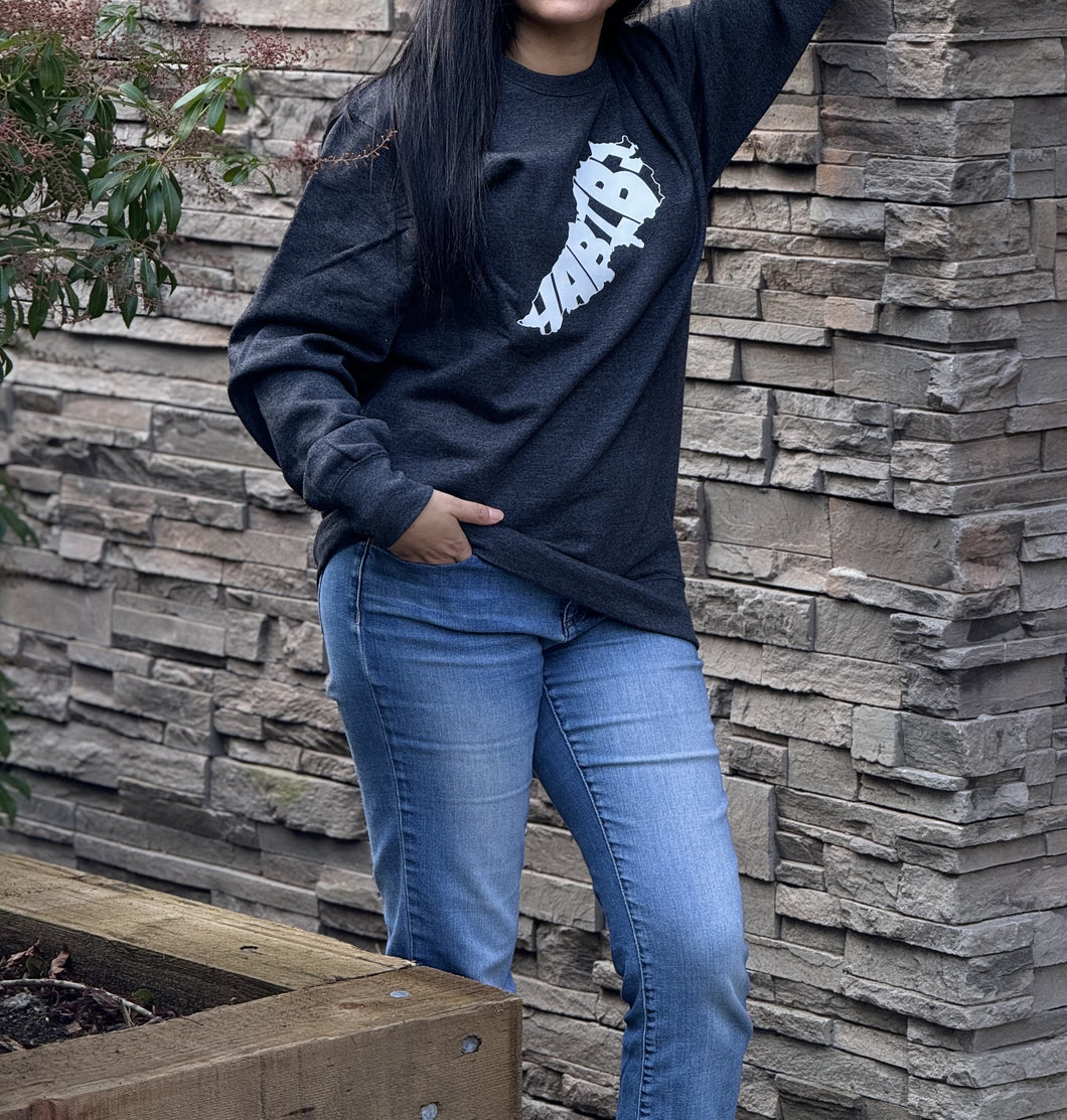 Unisex Habibi Crewneck (Charcoal) Lebanon Map