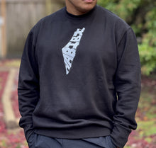 Load image into Gallery viewer, Unisex Habibi Crewneck (black) with Palestine map