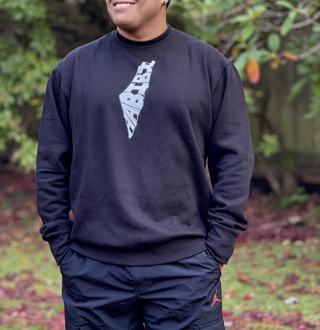 Unisex Habibi Crewneck (black) with Palestine map