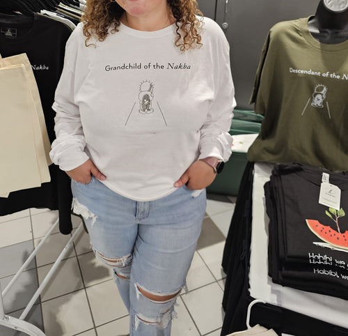 Unisex Grandchild of the Nakba Unisex Adult Long sleeve T (White)