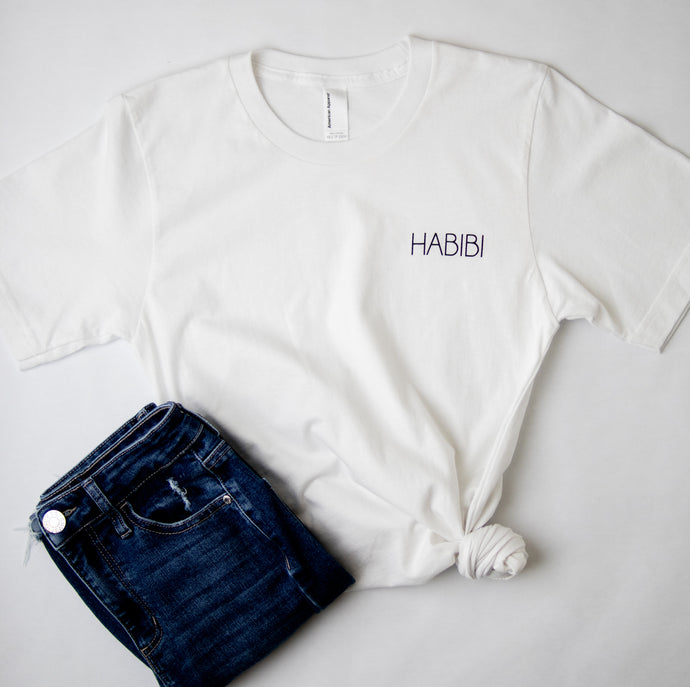 Adult Unisex Habibi T-shirt White - Side Logo